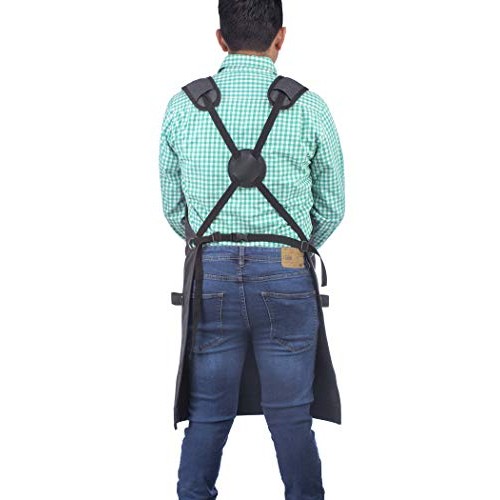 Heavy Duty Waxed Canvas Carpenters Work Apron w/Pockets, Cross-Bac...