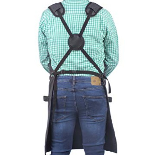 Heavy Duty Waxed Canvas Carpenters Work Apron w/Pockets, Cross-Bac...