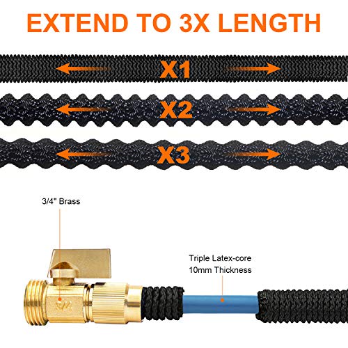 BruRkim 50ft Expandable Garden Hose, Leakproof Lightweight Water H...