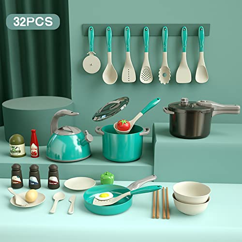 Bruvoalon 32Pcs Kids Kitchen Toy Accessories, Toddler Pretend Cook...