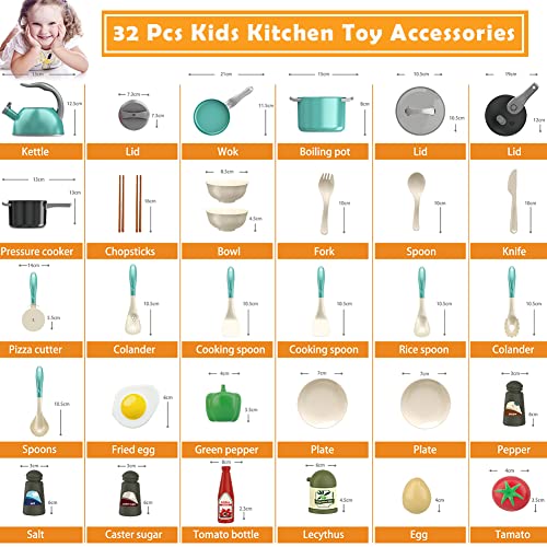 Bruvoalon 32Pcs Kids Kitchen Toy Accessories, Toddler Pretend Cook...