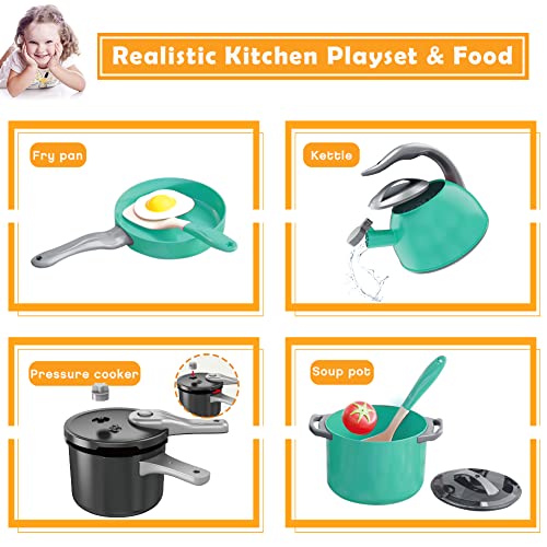 Bruvoalon 32Pcs Kids Kitchen Toy Accessories, Toddler Pretend Cook...