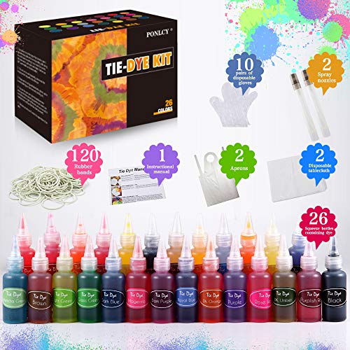 Tie Dye Kit 26 Colors- Fabric Dye Power Tulip Tie Dye for Clothes,...