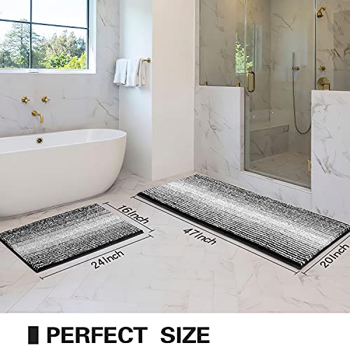 BSICPRO Bathroom Rugs and Mats Sets, 2 Piece Thick Absorbent Cheni...
