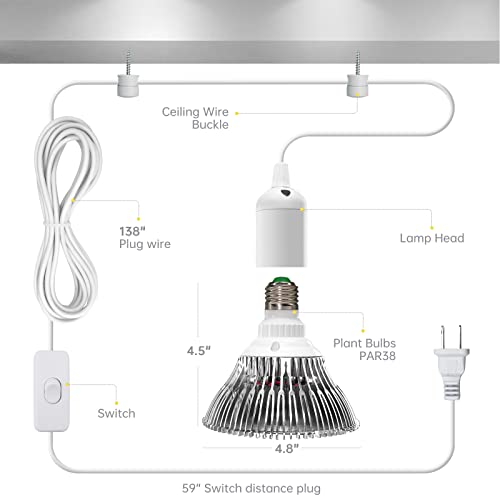 Bstrip LED Grow Light Bulb for Indoor Plants with Hanging System, ...