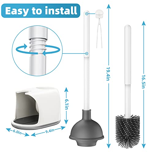 Bthiner Toilet Brush and Plunger Set, 2 in 1 Toilet Bowl Brush Plu...