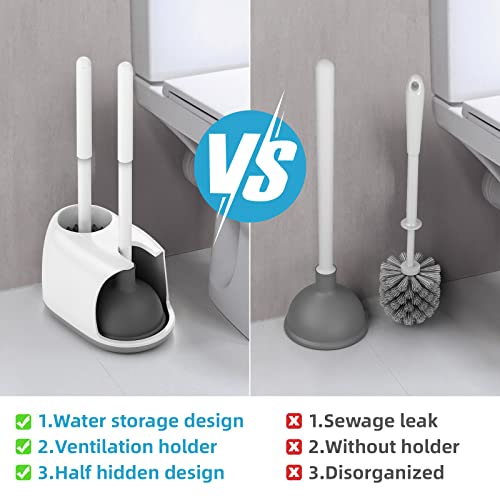 Bthiner Toilet Brush and Plunger Set, 2 in 1 Toilet Bowl Brush Plu...