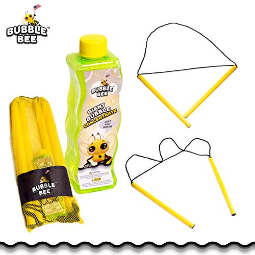Bubble Bee Giant Bubble Maker Kit : 4-Piece Set | Incl. 2 Large Bu...