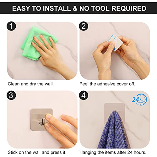 Budding Joy Adhesive Hooks Heavy Duty Stick on Wall Hooks Towel Ho...