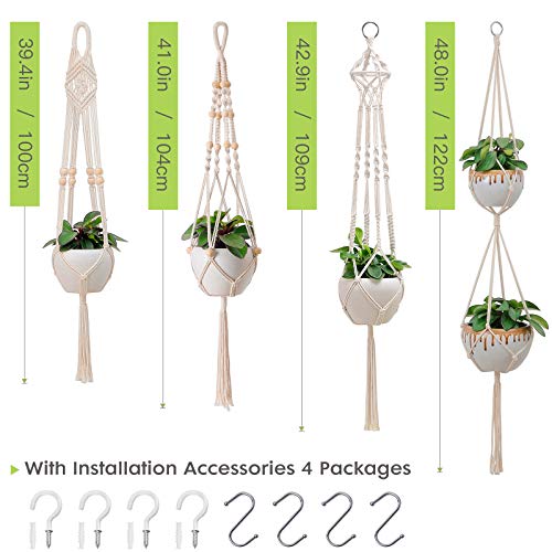 BUENAVO Macrame Plant Hanger Set with 8 Hooks,Plant Hangers Indoor...