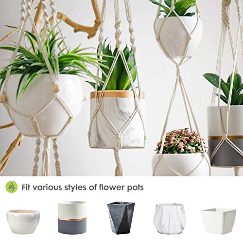 BUENAVO Macrame Plant Hanger Set with 8 Hooks,Plant Hangers Indoor...