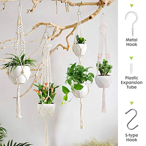 BUENAVO Macrame Plant Hanger Set with 8 Hooks,Plant Hangers Indoor...