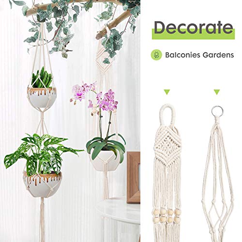 BUENAVO Macrame Plant Hanger Set with 8 Hooks,Plant Hangers Indoor...