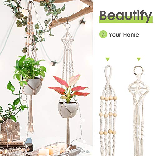 BUENAVO Macrame Plant Hanger Set with 8 Hooks,Plant Hangers Indoor...