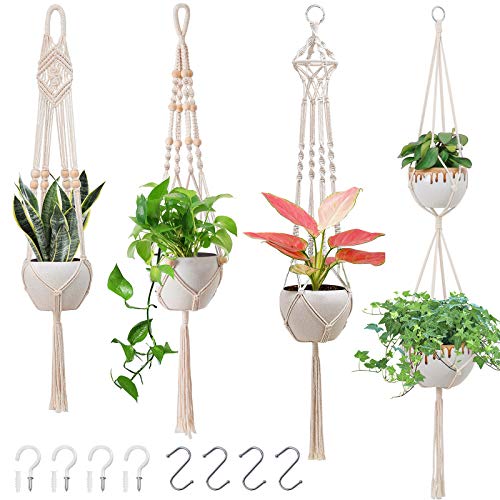 BUENAVO Macrame Plant Hanger Set with 8 Hooks,Plant Hangers Indoor...
