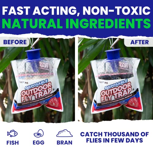 Fly Traps Outdoor Fly Traps. 12 Natural Pre-Baited Fly Bags Outdoo...