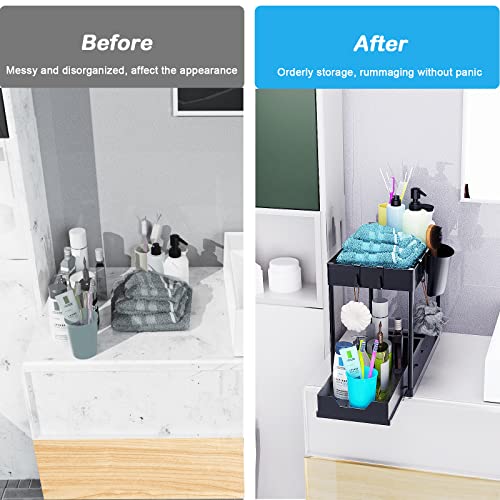 Bugdaben Under Sink Organizer - 2 Tier Sliding Under Cabinet Organ...