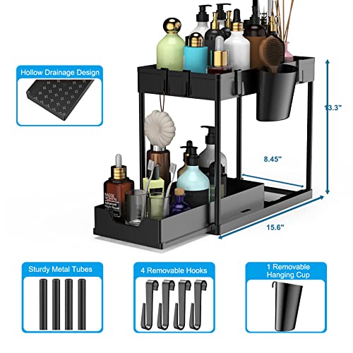 Bugdaben Under Sink Organizer - 2 Tier Sliding Under Cabinet Organ...