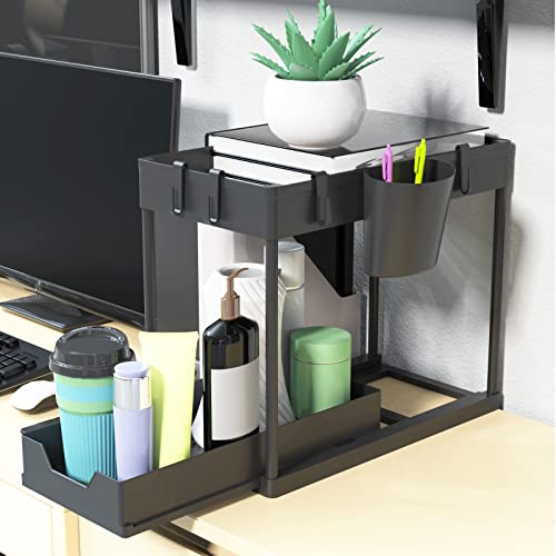 Bugdaben Under Sink Organizer - 2 Tier Sliding Under Cabinet Organ...