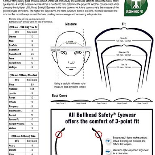 Bullhead Safety Eyewear BH27116AF Pompano, Clear Frame/Temple Gree...