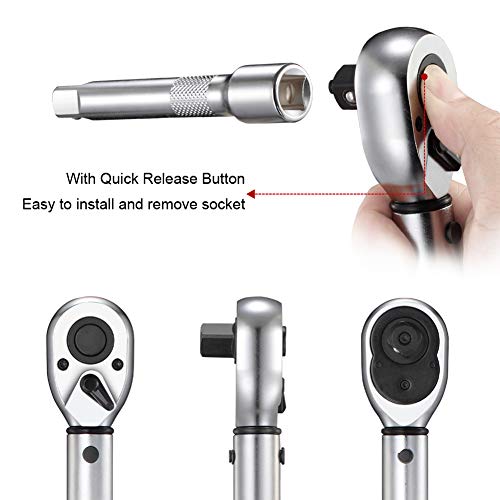BULLTOOLS 1/4-inch Drive Dual-Direction Click Torque Wrench 20-20...