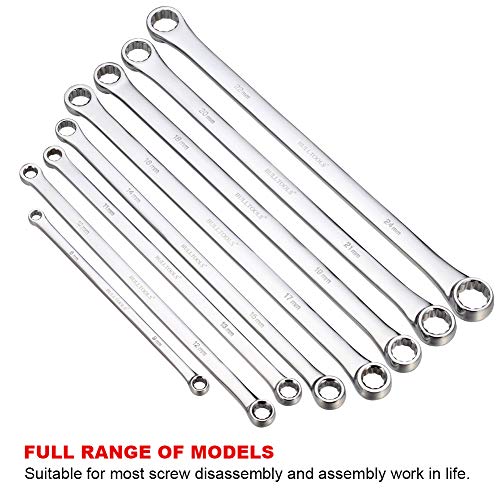 BULLTOOLS 8-Piece Extra Long Double Box End Wrench Set Chrome Vana...