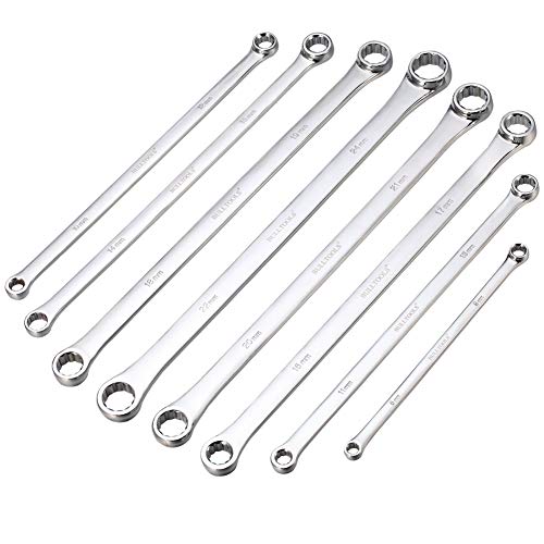 BULLTOOLS 8-Piece Extra Long Double Box End Wrench Set Chrome Vana...