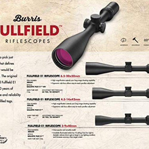 Burris Fullfield E1 Hunting Rifle Scope, 6.5-20x50mm