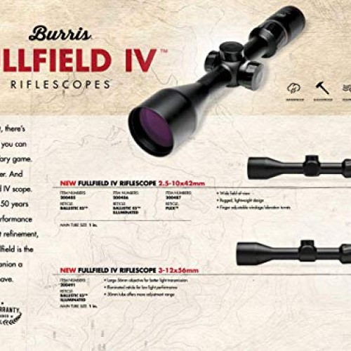 Burris Fullfield IV Hunting Rifle Scope, 3-12x42mm, Long Range MOA...