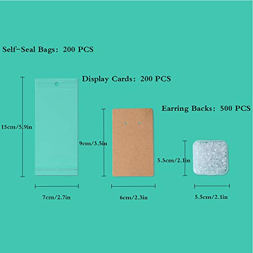900 PCS Earring Necklace Display Cards Set Brown Kraft Paper Card ...