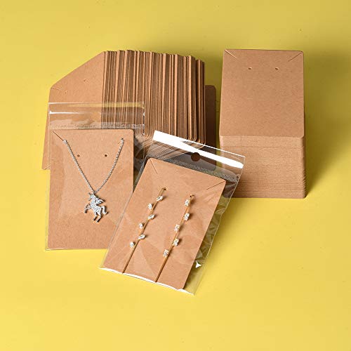 900 PCS Earring Necklace Display Cards Set Brown Kraft Paper Card ...