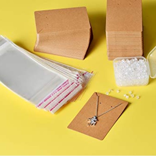 900 PCS Earring Necklace Display Cards Set Brown Kraft Paper Card ...