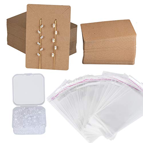 900 PCS Earring Necklace Display Cards Set Brown Kraft Paper Card ...
