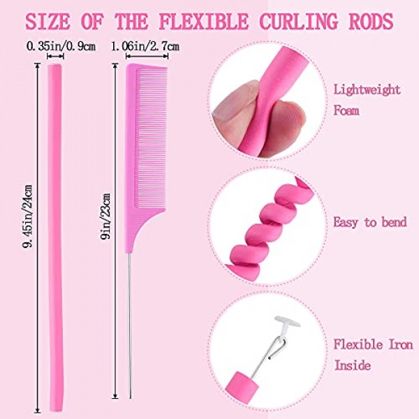 30PCS 9.45 Flexible Curling Rods Hair Twist Flexi Rods Hair Curle...