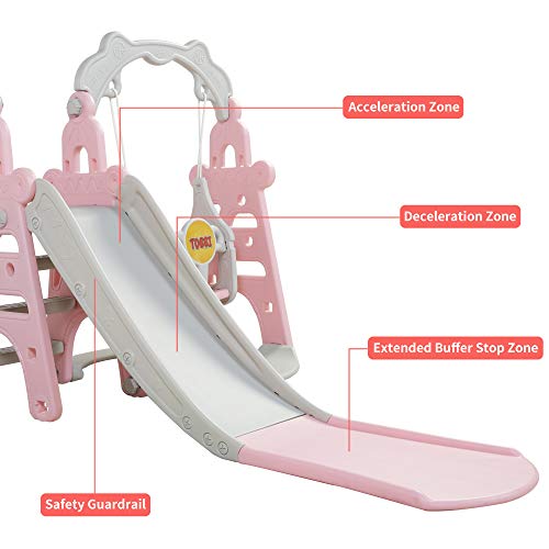 4-in-1 Toddler Climber Slide＆Swing Set, Extra-Long Play Slide Pla...