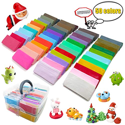 50 Colors Polymer Clay, BYWORLD Modeling Clay Oven Bake Clay with ...