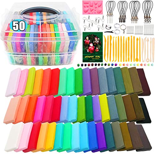50 Colors Polymer Clay, BYWORLD Modeling Clay Oven Bake Clay with ...