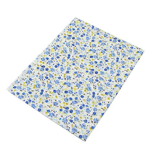 7pcs Blue 19.7 x 19.7 Cotton Sewing Fabric Bundles, Pre-Cut Quil...