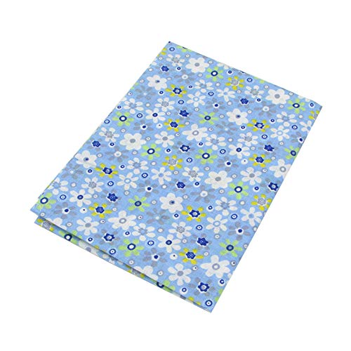 7pcs Blue 19.7 x 19.7 Cotton Sewing Fabric Bundles, Pre-Cut Quil...