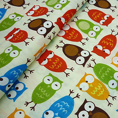 BYY 7pcs 15.7 x 19.7 Owls Prints 100% Cotton Fabric Bundles for ...