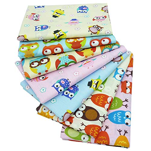 BYY 7pcs 15.7 x 19.7 Owls Prints 100% Cotton Fabric Bundles for ...