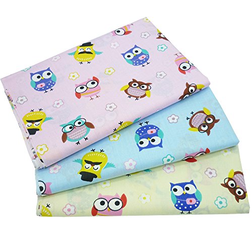 BYY 7pcs 15.7 x 19.7 Owls Prints 100% Cotton Fabric Bundles for ...