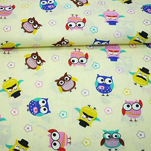 BYY 7pcs 15.7 x 19.7 Owls Prints 100% Cotton Fabric Bundles for ...