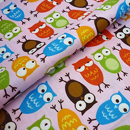BYY 7pcs 15.7 x 19.7 Owls Prints 100% Cotton Fabric Bundles for ...