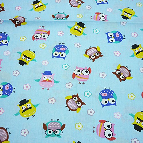 BYY 7pcs 15.7 x 19.7 Owls Prints 100% Cotton Fabric Bundles for ...