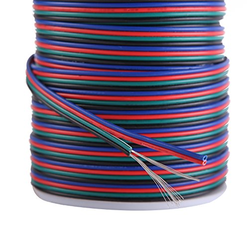 C-able 100ft30.5m 22 AWG 4Pin RGB Wire Extension Cable with Spoo...