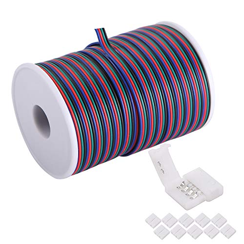 C-able 100ft30.5m 22 AWG 4Pin RGB Wire Extension Cable with Spoo...