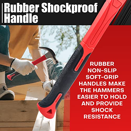 C&T 2 Piece Hammer Set,8oz Stubby Claw Hammer With Magnetic Nail S...
