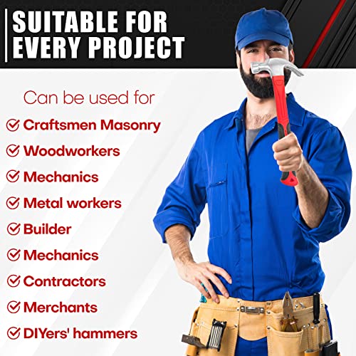 C&T 2 Piece Hammer Set,8oz Stubby Claw Hammer With Magnetic Nail S...