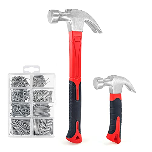 C&T 2 Piece Hammer Set,8oz Stubby Claw Hammer With Magnetic Nail S...